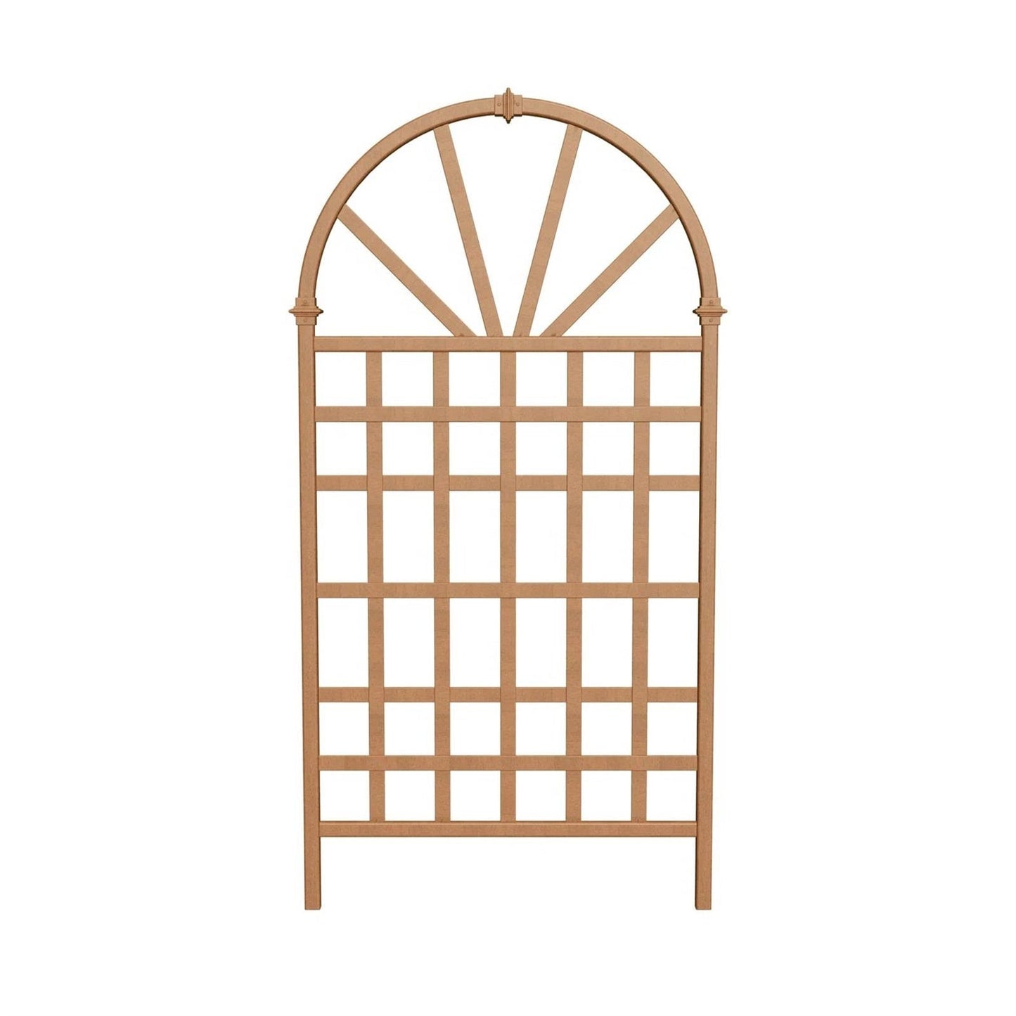 77-inch Outdoor Light Brown Vinyl Lattice Garden Trellis with Arched Top - Tampa Home & Garden Store