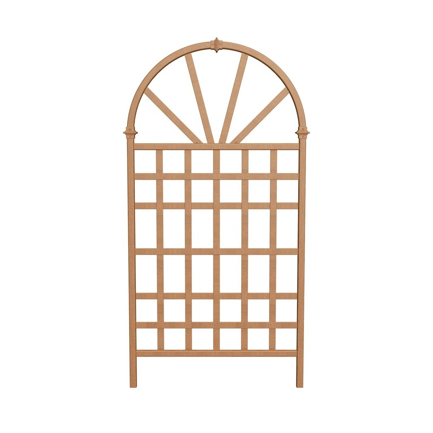 77-inch Outdoor Light Brown Vinyl Lattice Garden Trellis with Arched Top - Tampa Home & Garden Store