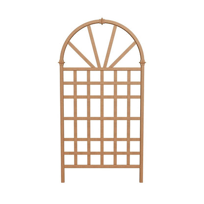 77-inch Outdoor Light Brown Vinyl Lattice Garden Trellis with Arched Top - Tampa Home & Garden Store