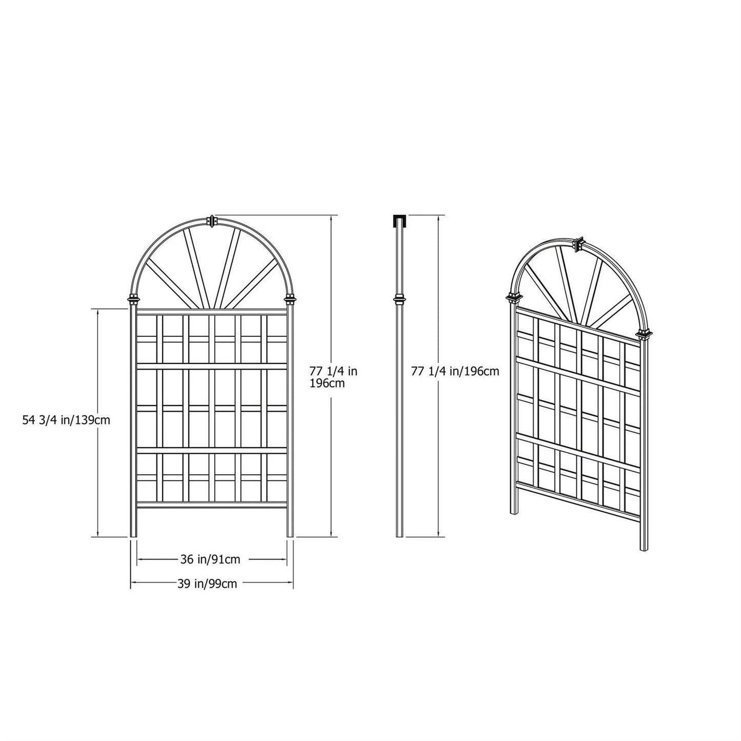 77-inch Outdoor Light Brown Vinyl Lattice Garden Trellis with Arched Top - Tampa Home & Garden Store