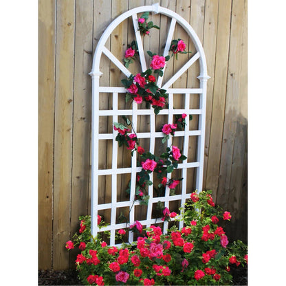 77-inch Outdoor White Vinyl Lattice Garden Trellis with Arched Top - Tampa Home & Garden Store