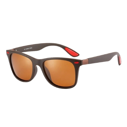 BikerZoneZ polarized sunglasses brown lenses black frame red temples UV400 driving shade on Tampa Home & Garden Store