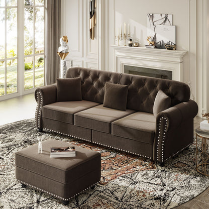 Upholstered Sofa Set with Nailhead and Pillows