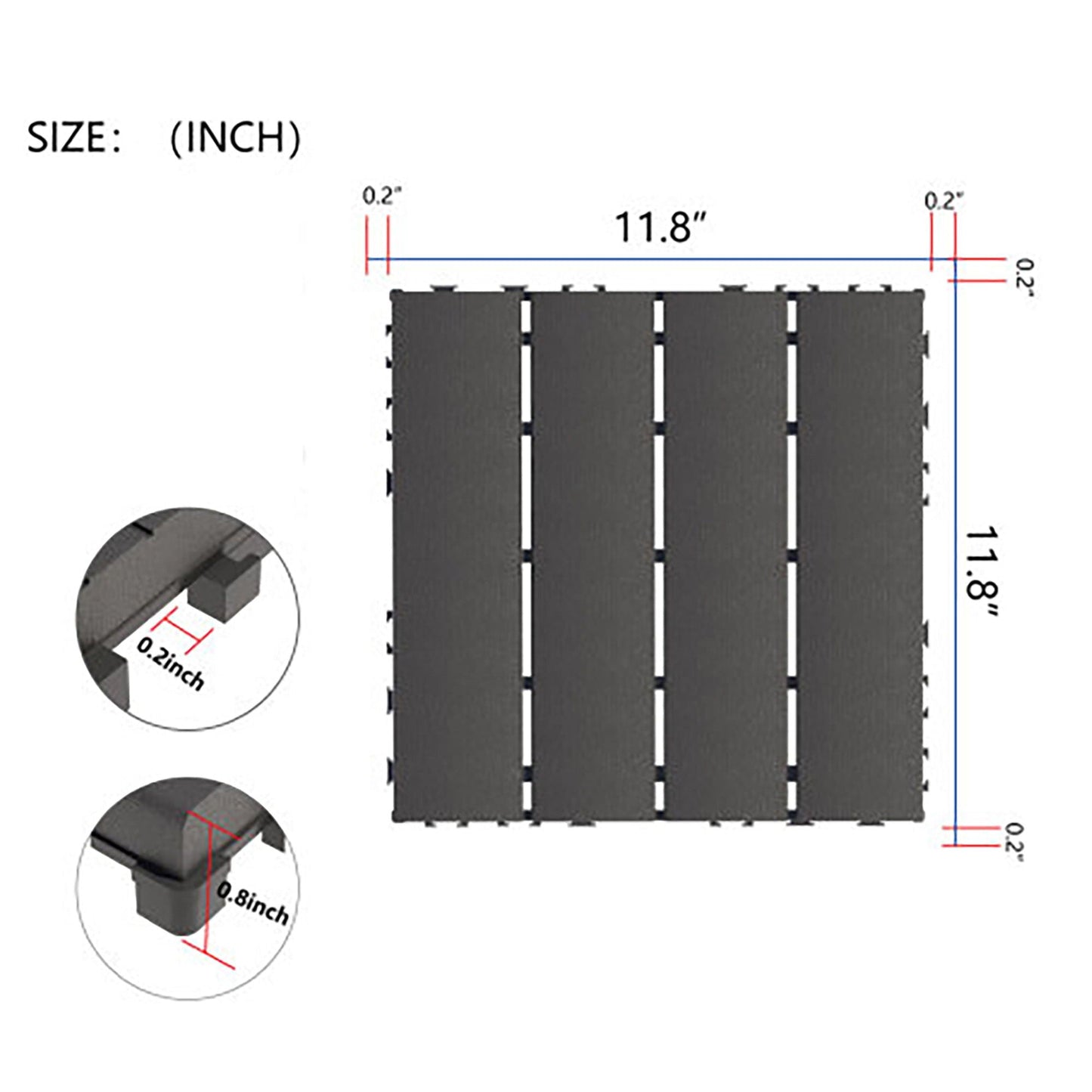 Plastic Interlocking Patio Deck Tiles For Outdoor
