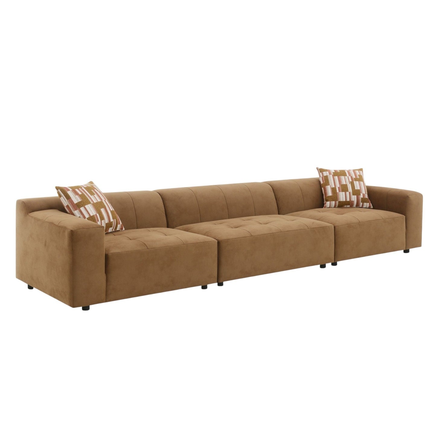 Modular Sofa with Chocolate Cushions and Pillows