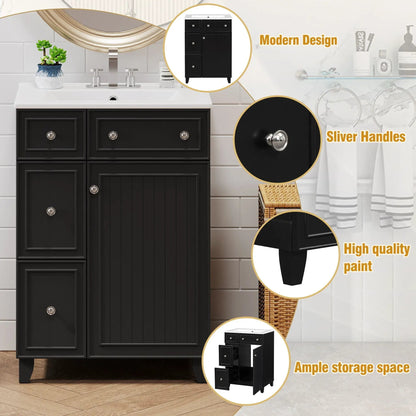 Transitional Bathroom Vanity With Ceramic Sink