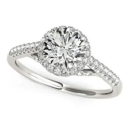 14k white gold diamond engagement ring with halo and pavé shank, 1 3/8 cttw on Tampa Home & Garden Store