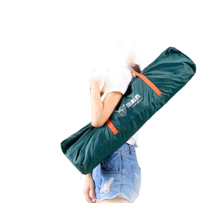 Camping tent carry bag green with orange straps carried on shoulder on Tampa Home & Garden Store