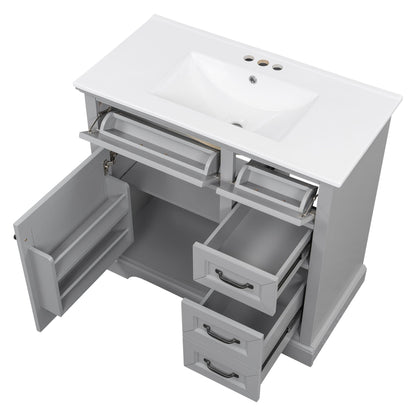 36-inch bathroom vanity with sink in gray, soft-close hinges and drawers by HouseOfZazla on Tampa Home & Garden Store