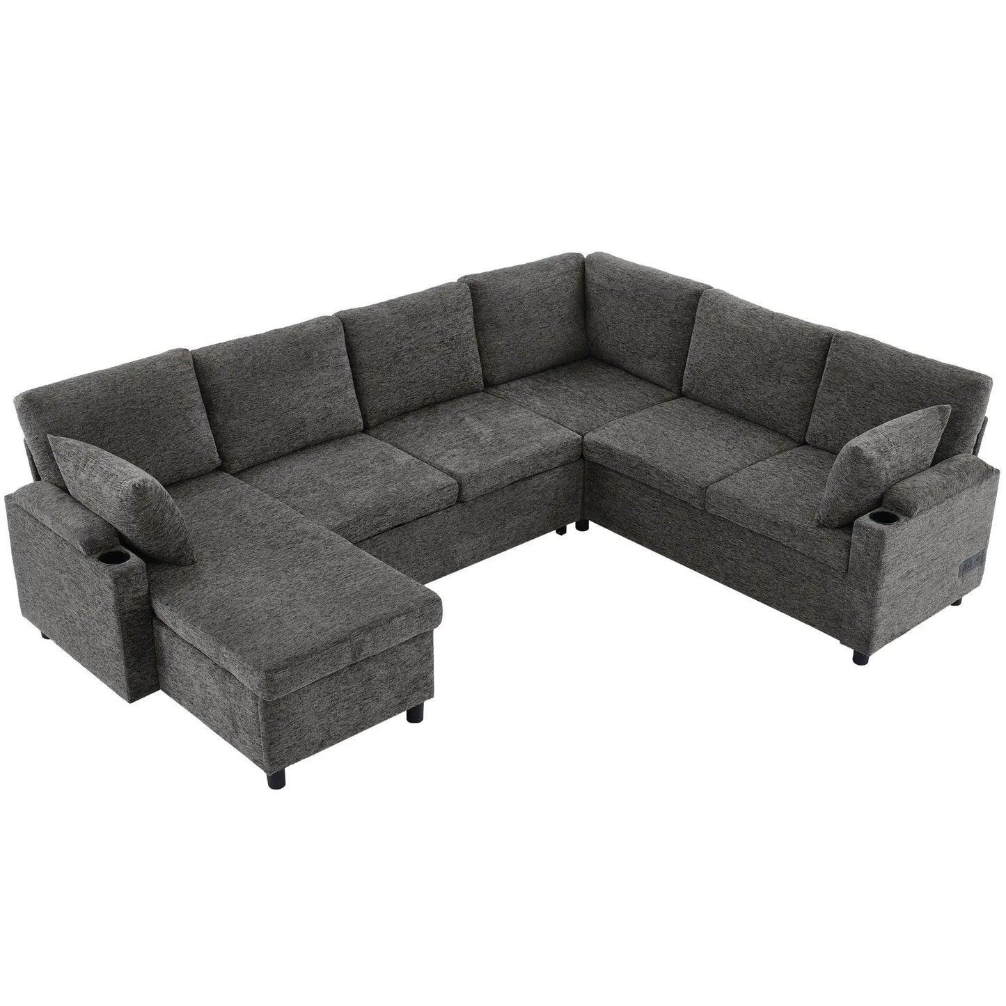 U Shaped Sectional Sleeper Sofa With Ports