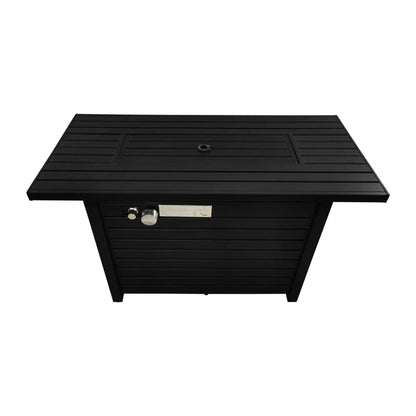Outdoor Fire Pit Table with Lid Durable Black