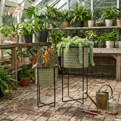Set of Two Textured and Modern Garden Pots