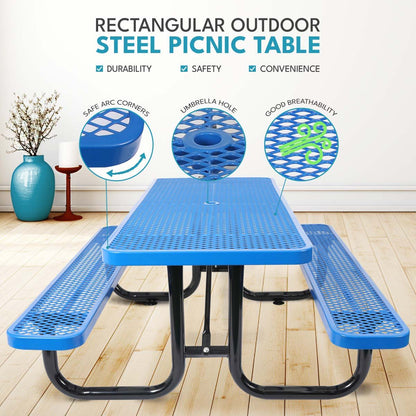 Outdoor Steel Picnic Table and an Umbrella Pole