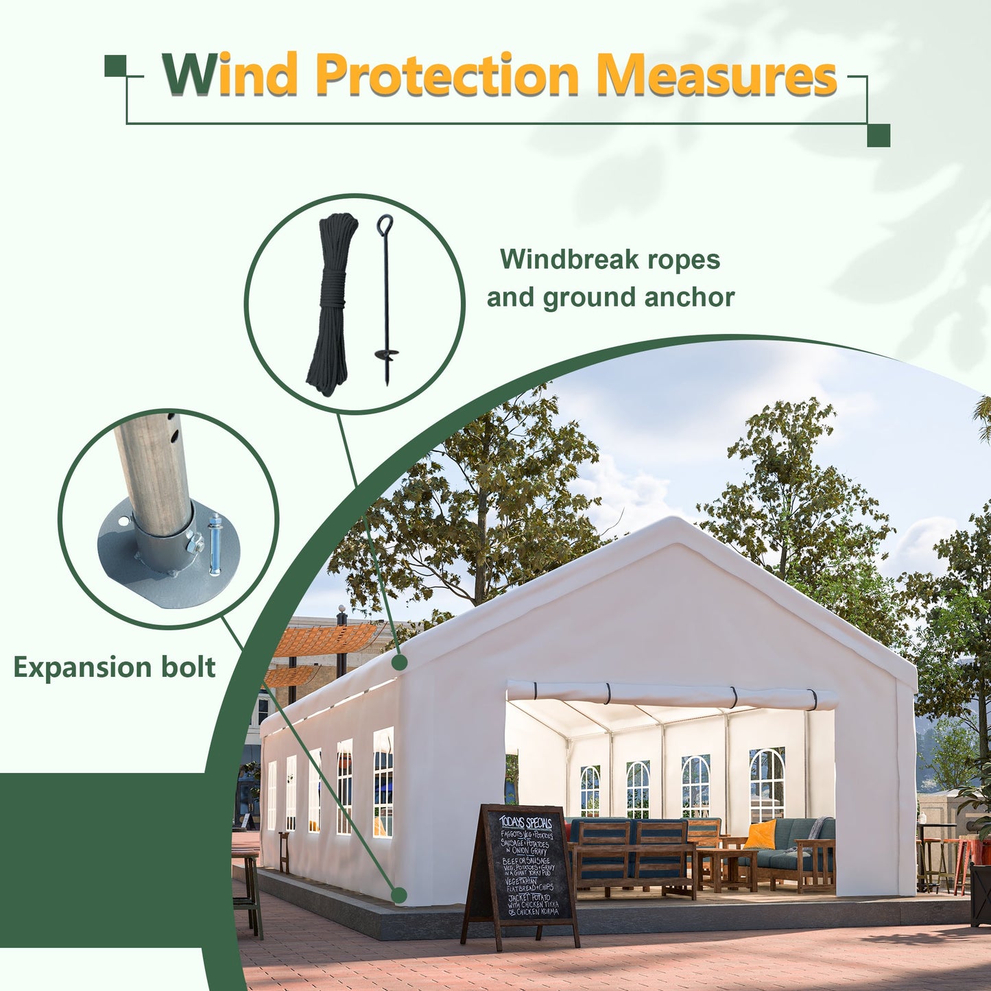 16x32 ft party tent with removable sidewalls white canopy outdoor cafe setup on Tampa Home & Garden Store
