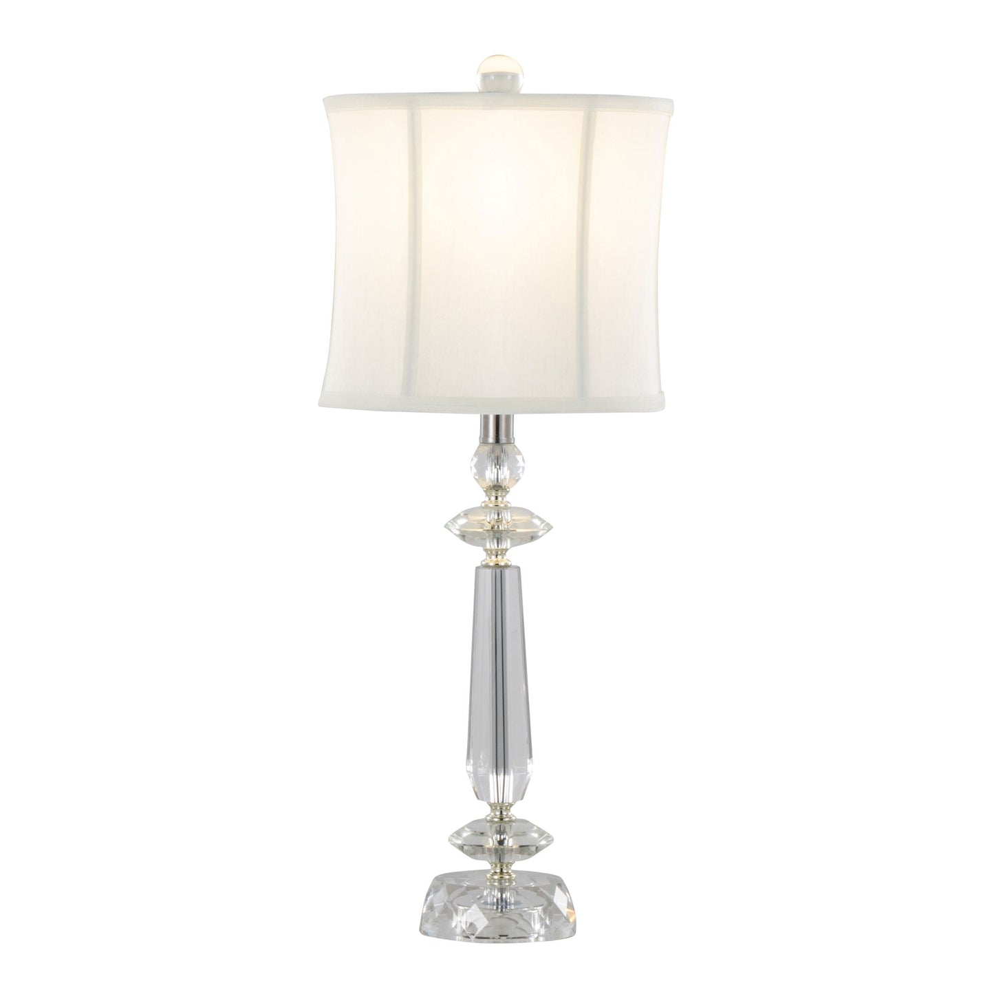 Karat crystal table lamp with clear crystal base and white softback shade HouseOfZazla on Tampa Home & Garden Store