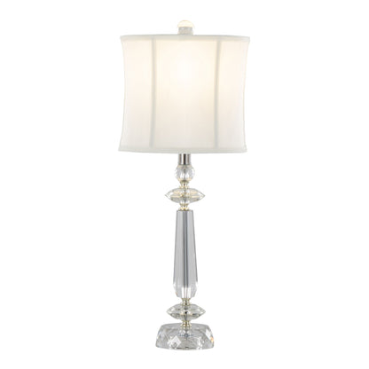 Karat crystal table lamp with clear crystal base and white softback shade HouseOfZazla on Tampa Home & Garden Store
