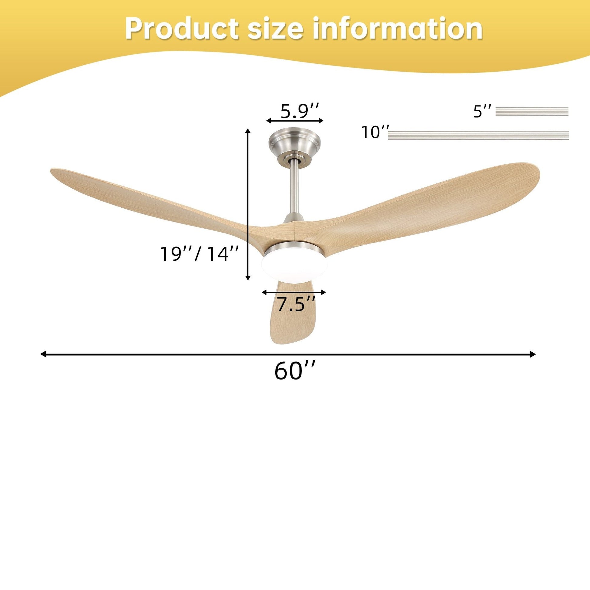 Smart ceiling fan with lights, 3 wooden blades, reversible DC motor by HouseOfZazla on Tampa Home & Garden Store