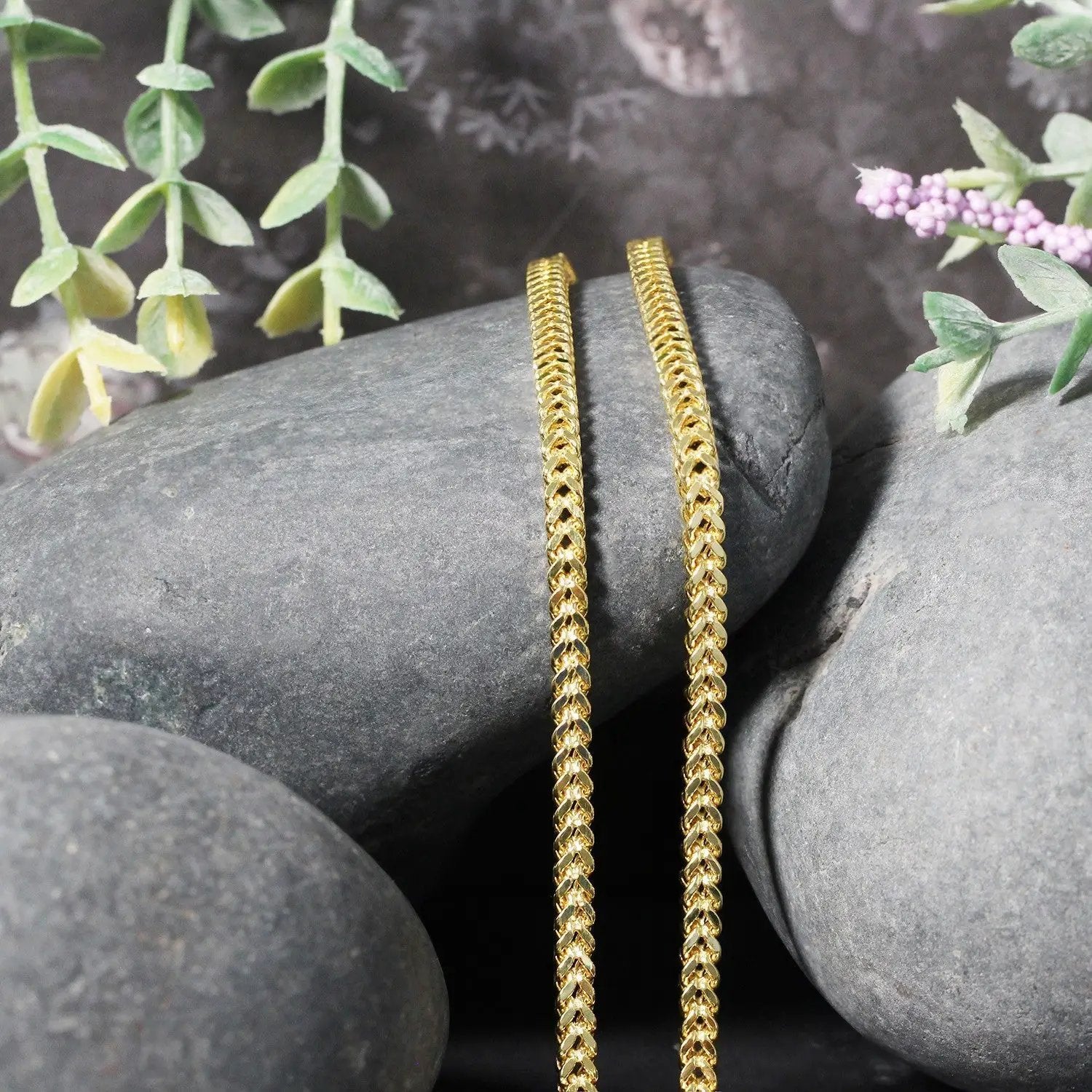 14k yellow gold light weight wheat chain necklace 3.20 mm, 2x, Bids.com on Tampa Home & Garden Store