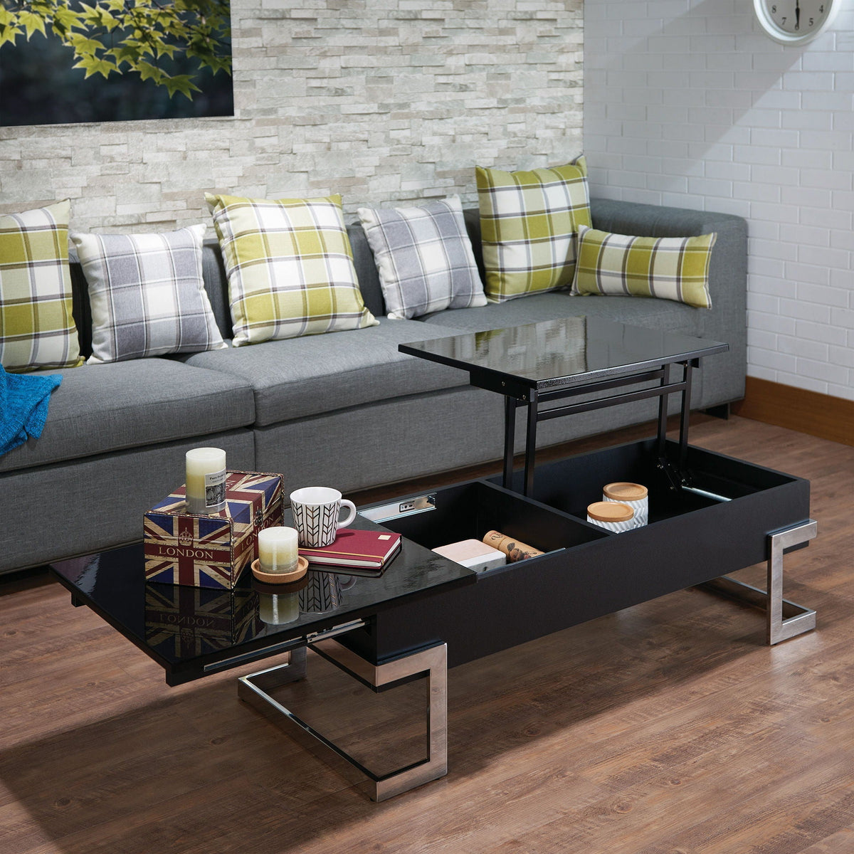High gloss black coffee table with lift-top and hidden storage HouseOfZazla on Tampa Home & Garden Store
