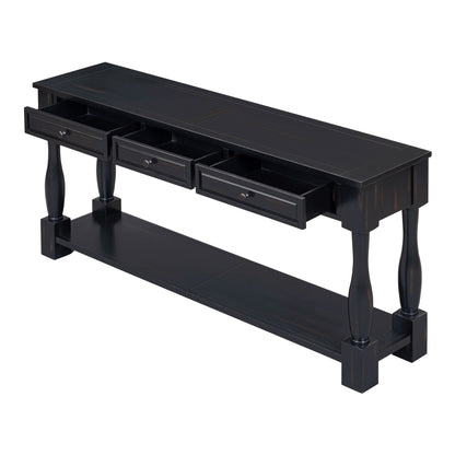 TREXM 63in black console table with two drawers and lower shelf by HouseOfZazla on Tampa Home & Garden Store