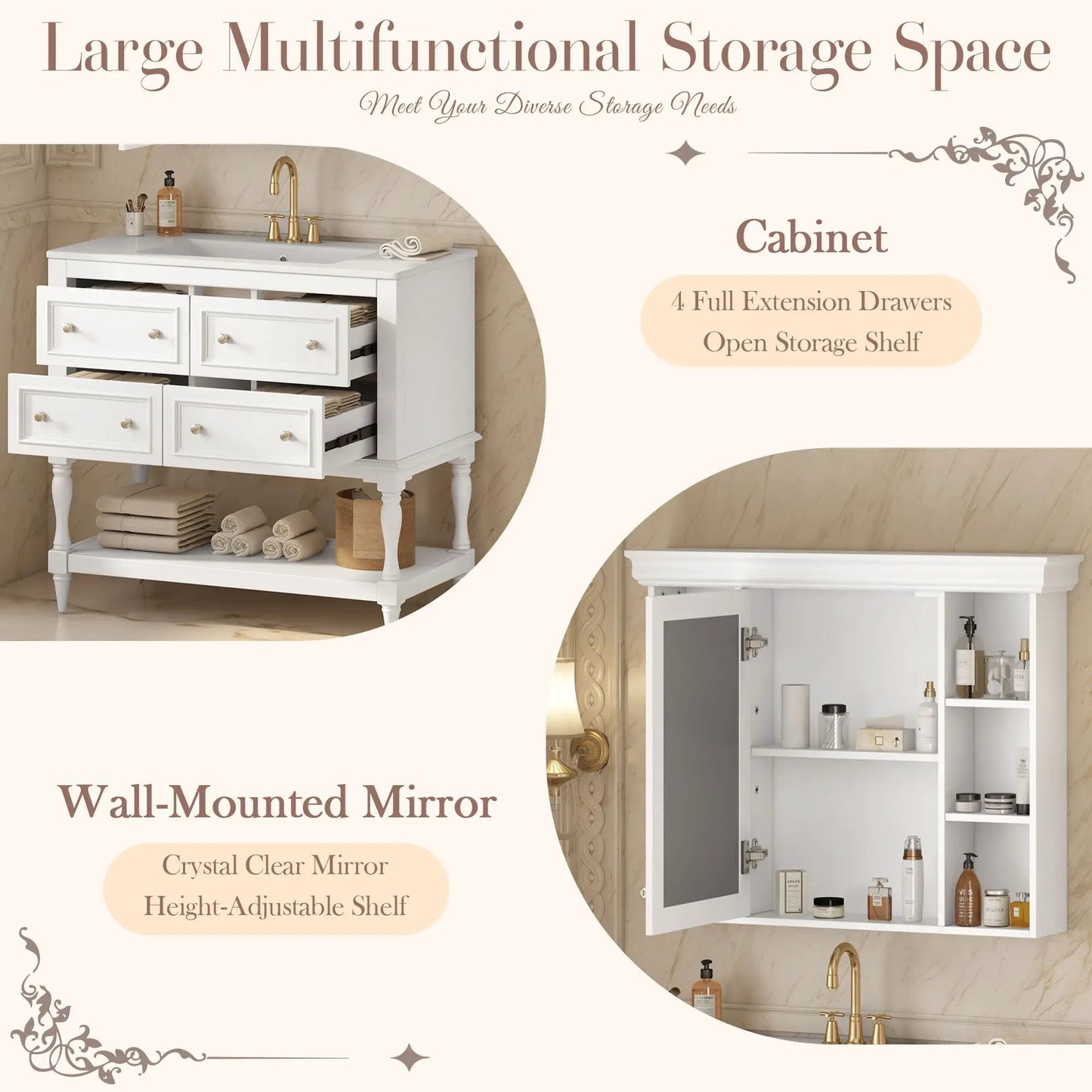 Bathroom Vanity With Medicine Cabinet and Drawers