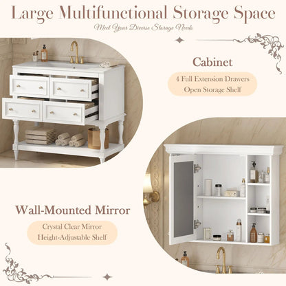 Bathroom Vanity With Medicine Cabinet and Drawers