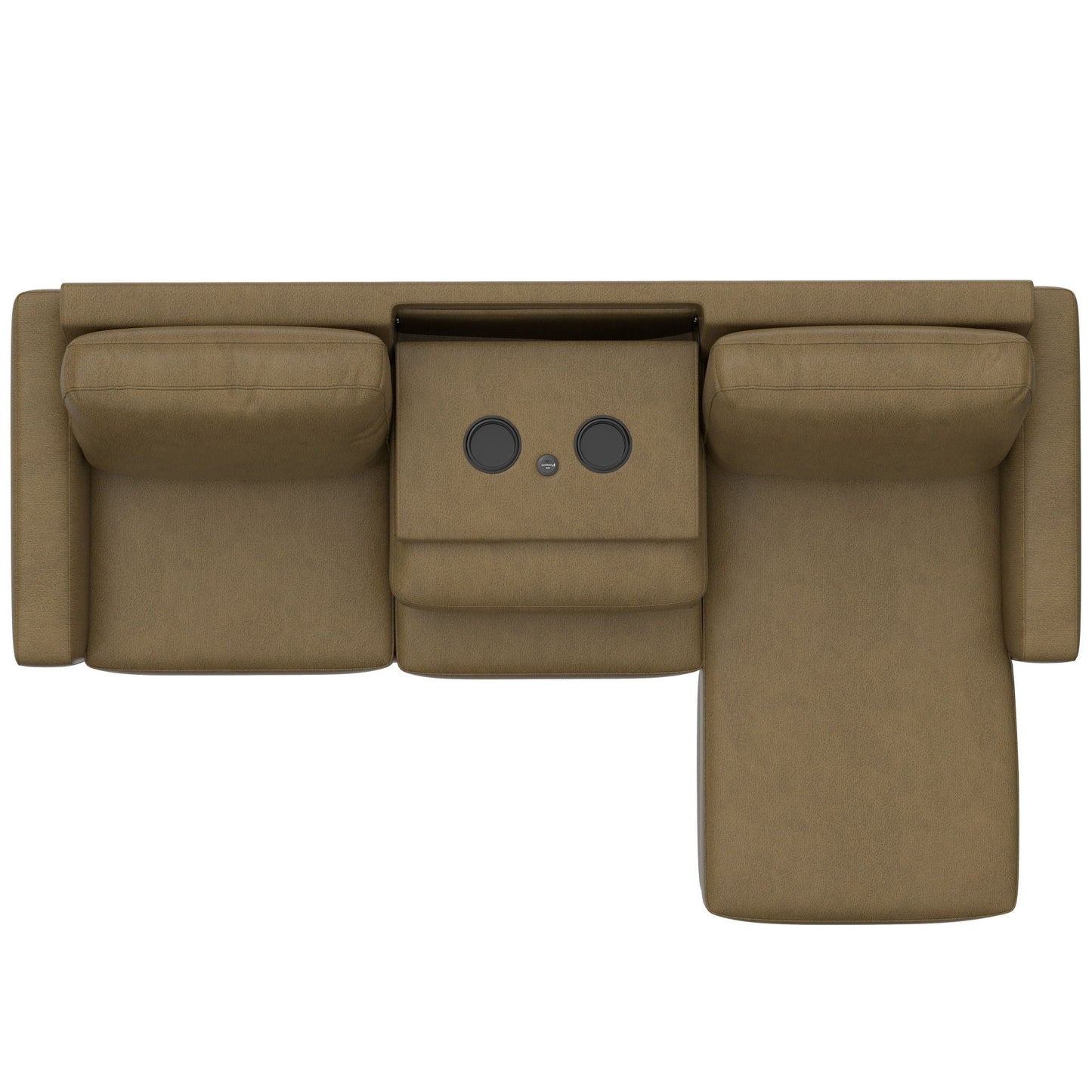 Brown Sofa And Chaise With Usb Charging Console