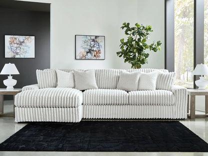 Stupendous Sectional by Unique Piece Furniture in off-white ribbed fabric, L-shaped sectional on Tampa Home & Garden Store