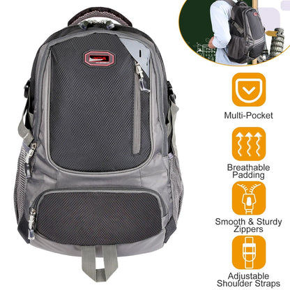 GemGear unisex school backpack with gray diamond-pattern front and multiple zip pockets on Tampa Home & Garden Store