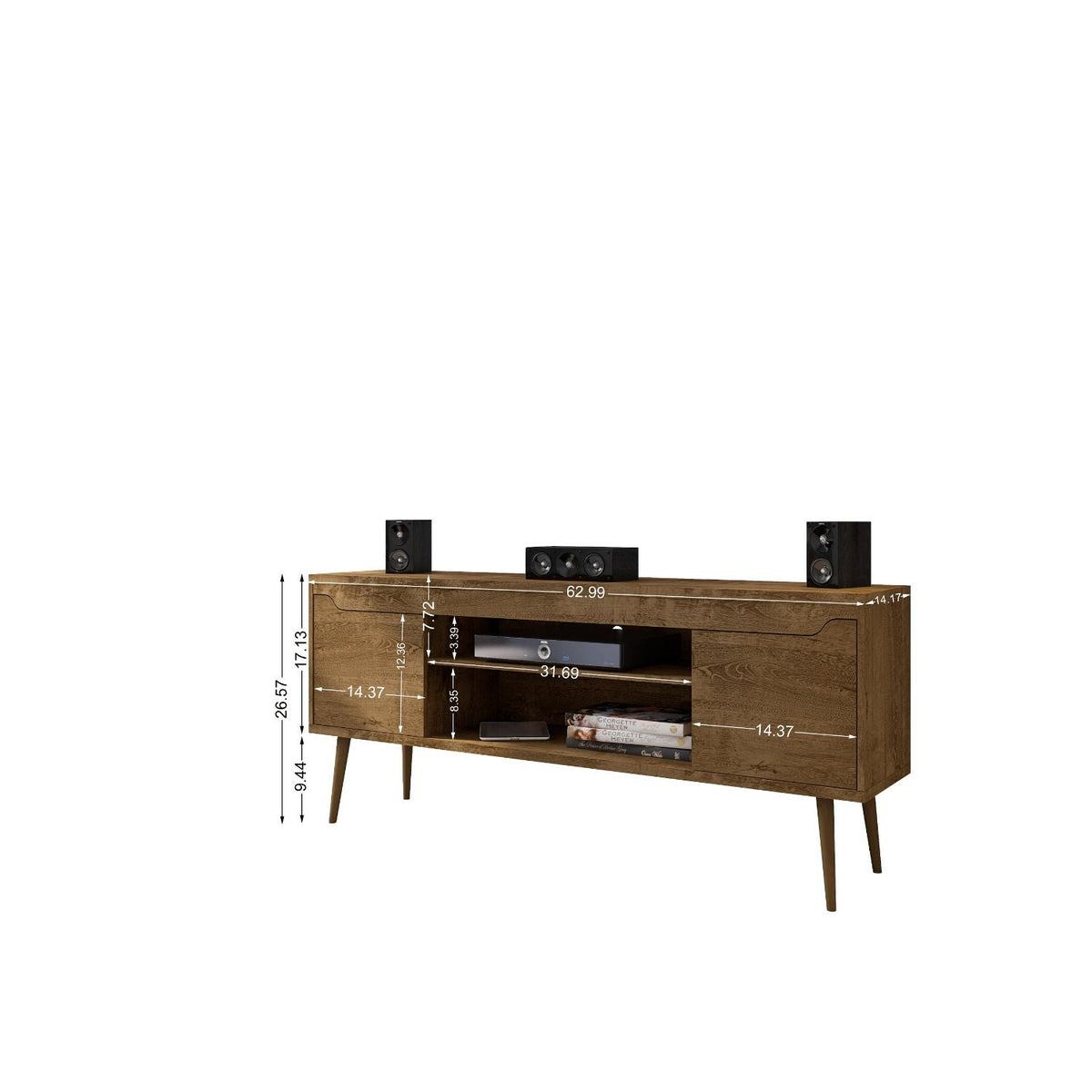 Bradley Modern TV Stand in brown wood with concealed storage and wire management HouseOfZazla on Tampa Home & Garden Store