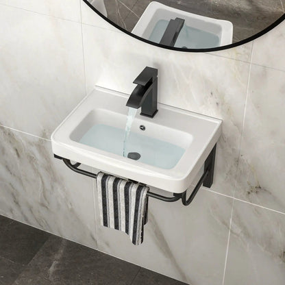 Wall Mounted Rectangular Sink With Towel Bar