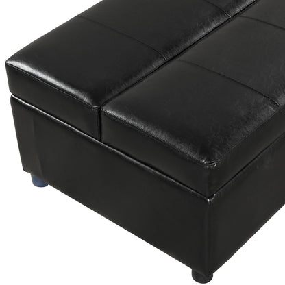 Twin size folding ottoman bed with mattress in black faux leather, HouseOfZazla on Tampa Home & Garden Store