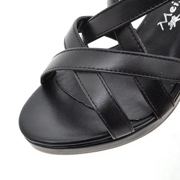 High Heel Sandals Buckle Roman Shoes Round Toe