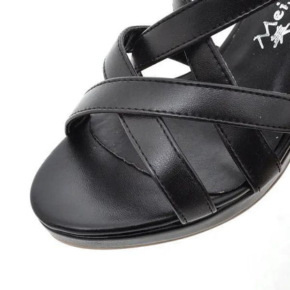 High Heel Sandals Buckle Roman Shoes Round Toe