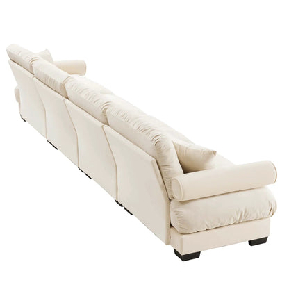 Super Comfort Oversized Modular Sectional Sofa in cream, plush cushions, L-shaped on Tampa Home & Garden Store
