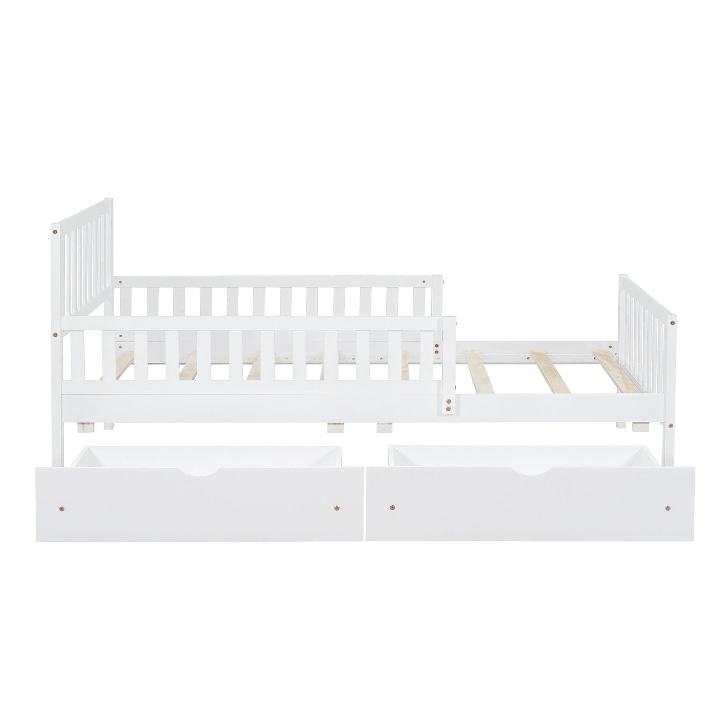 White platform bed with guardrails on both sides and 2 storage drawers HouseOfZazla on Tampa Home & Garden Store