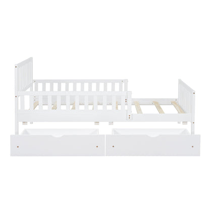 White platform bed with guardrails on both sides and 2 storage drawers HouseOfZazla on Tampa Home & Garden Store