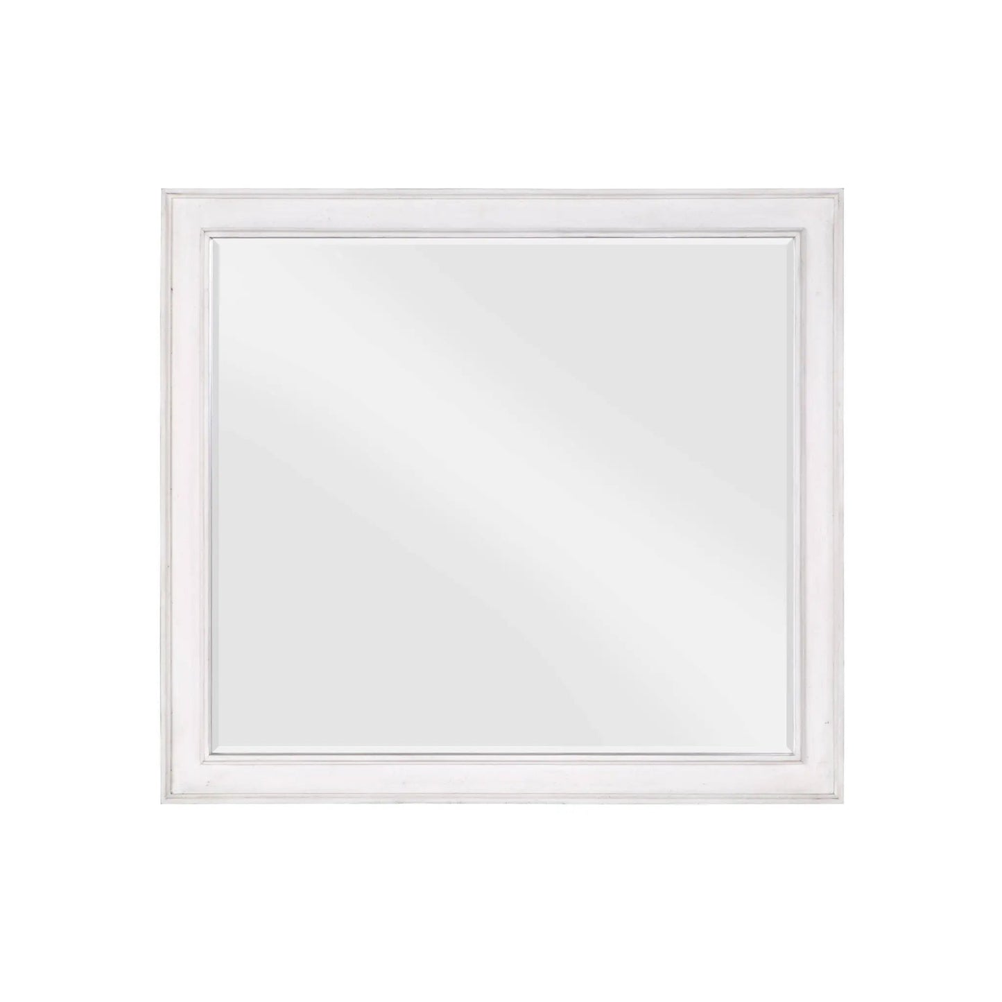 Katia Weathered Mirror White Finish Beveled Edge