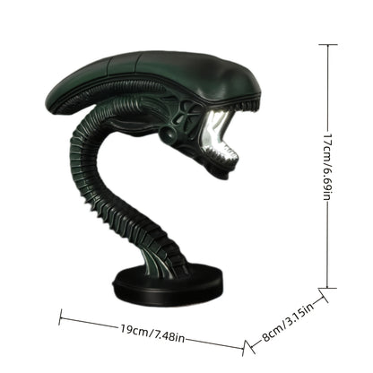 USB Alien Head Lamp – Sci-Fi Resin Desk Light for Bedroom, Office & Halloween Decor