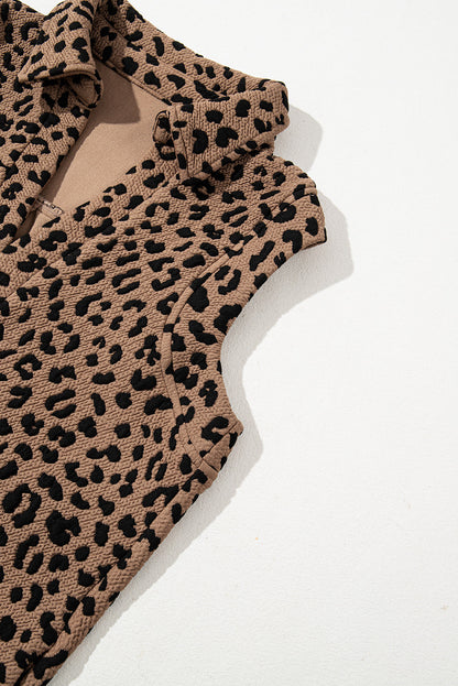 Leopard print sleeveless mini dress by Stevvex in tan textured fabric for women on Tampa Home & Garden Store