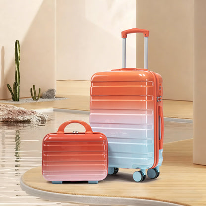 2pc gradient luggage set with lock and spinner wheels orange to blue suitcases on Tampa Home & Garden Store