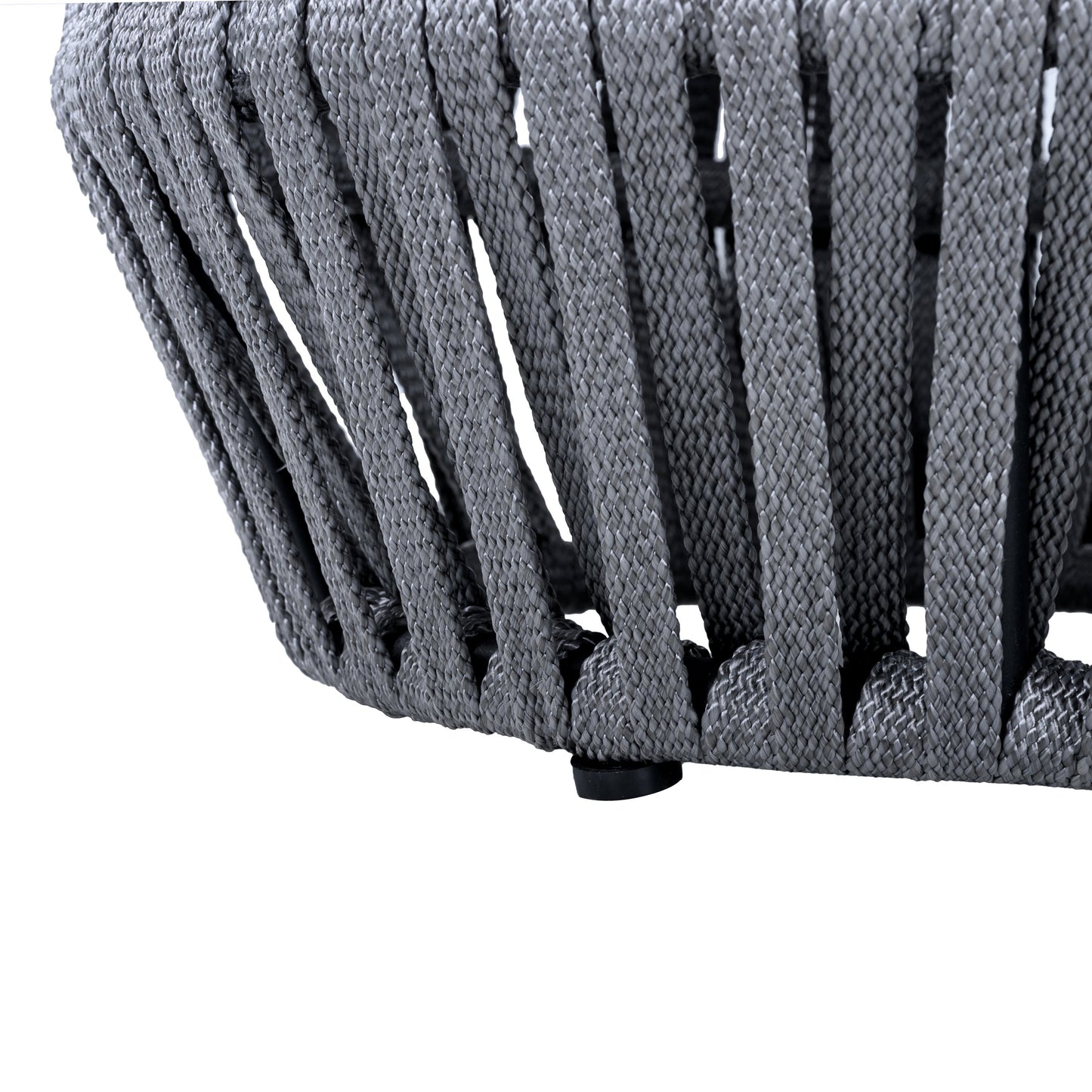 Outdoor Acacia Wood Side Table and Grey Rope