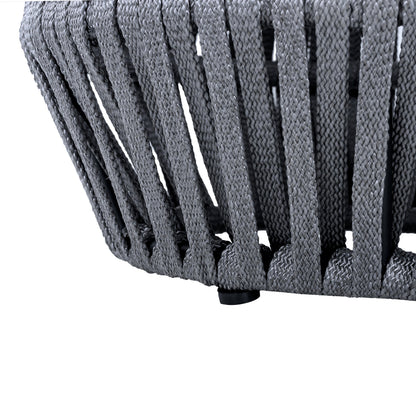 Outdoor Acacia Wood Side Table and Grey Rope