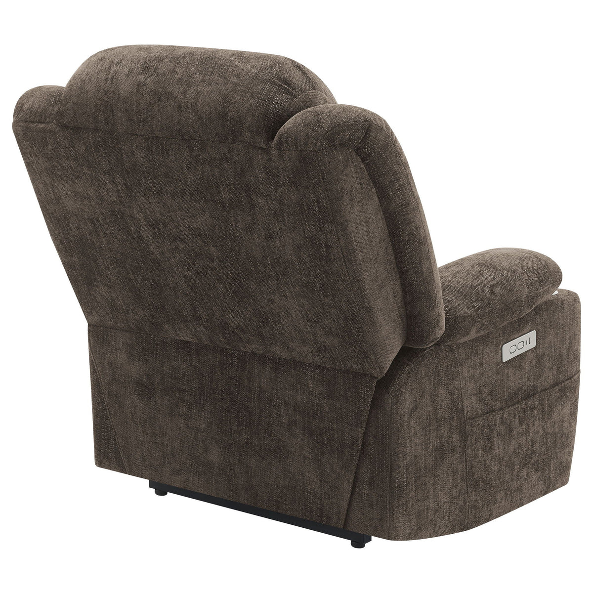 Beca upholstered power lift recliner in brown textured fabric with built-in cupholders and USB charging HouseOfZazla on Tampa Home & Garden Store