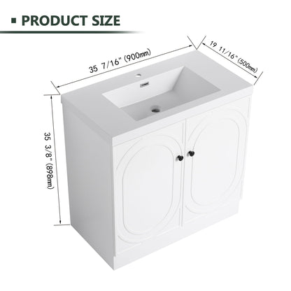 Freestanding vanity with resin sink, white cabinet and doors from HouseOfZazla on Tampa Home & Garden Store