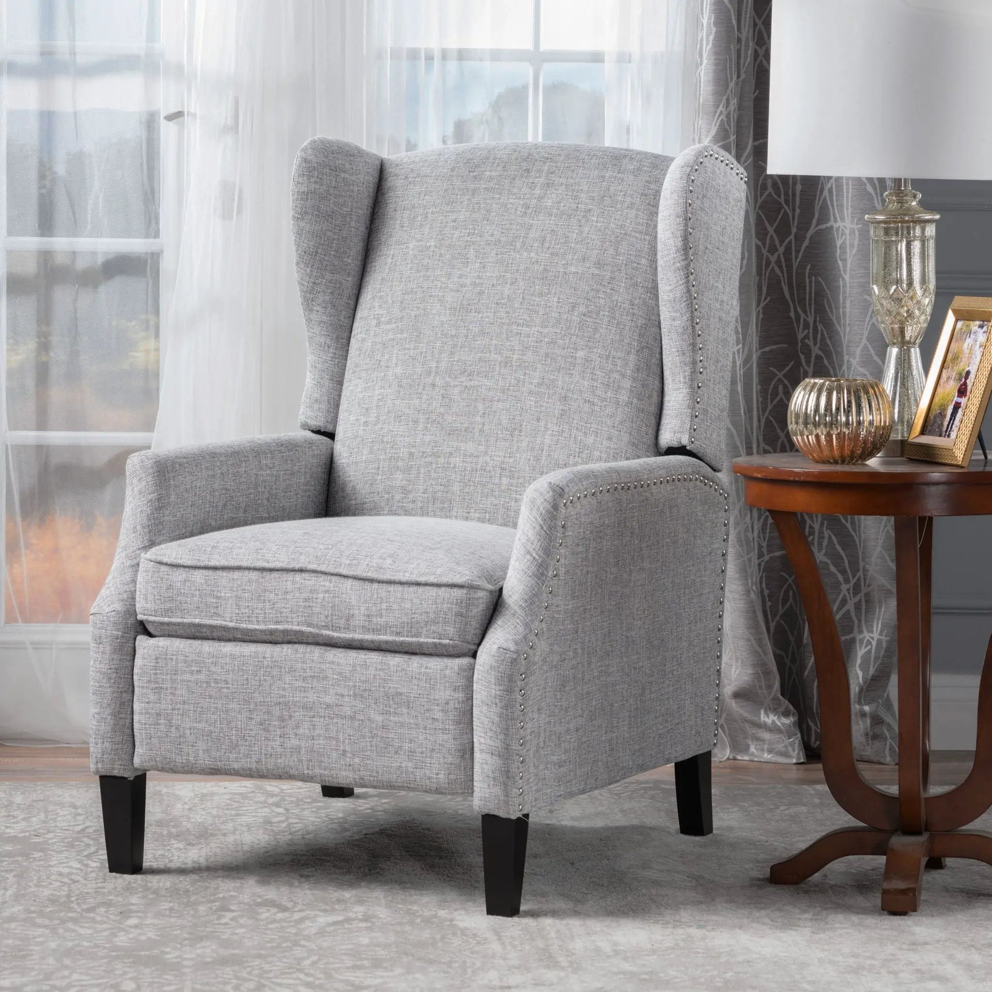 Westeros Wing Back Fabric Upholstered Recliner gray fabric by Unique Piece Furniture on Tampa Home & Garden Store