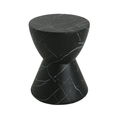 Outdoor Lightweight Concrete Side Table round black top with white marble veins on Tampa Home & Garden Store