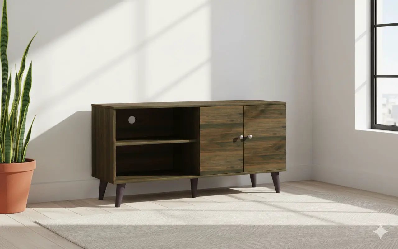 Amidon TV Stand With Storage Shelves and Cabinet