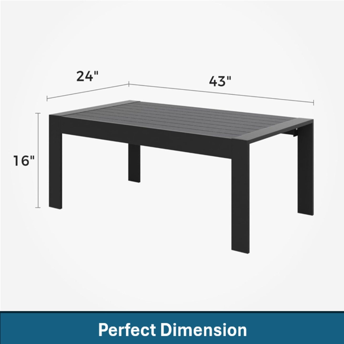 Modern Outdoor Coffee Table with Aluminum Frame