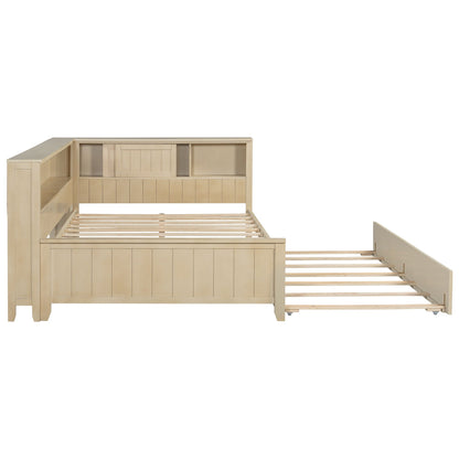 Full size daybed with storage shelves and pull-out trundle in ancient white by HouseOfZazla on Tampa Home & Garden Store